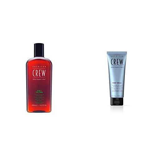 American Crew Limpieza Cabellos y Piel Tea Tree 3en1 450 ml &amp; Fiber Cream Cera Pelo Hombre